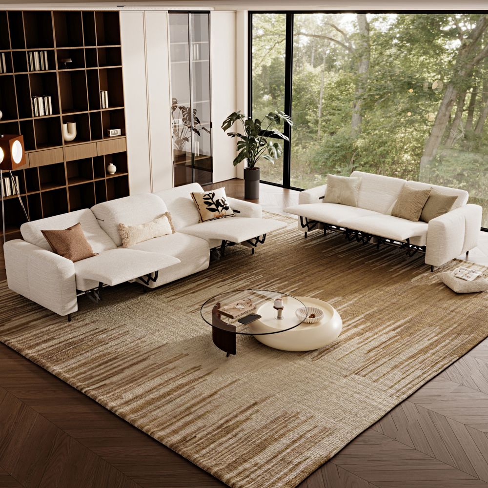 Electric White Chenille Fabric Smart Furniture