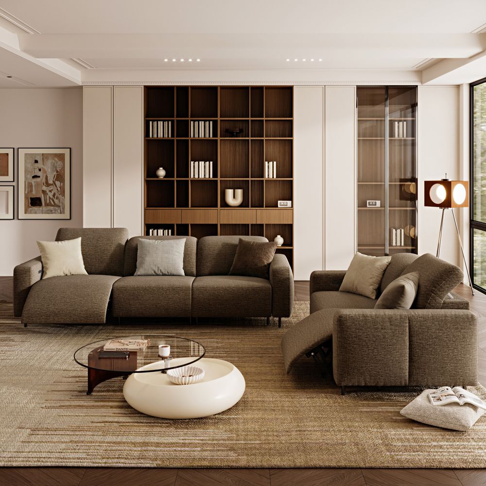 Electric Khaki Chenille Fabric Smart Furniture