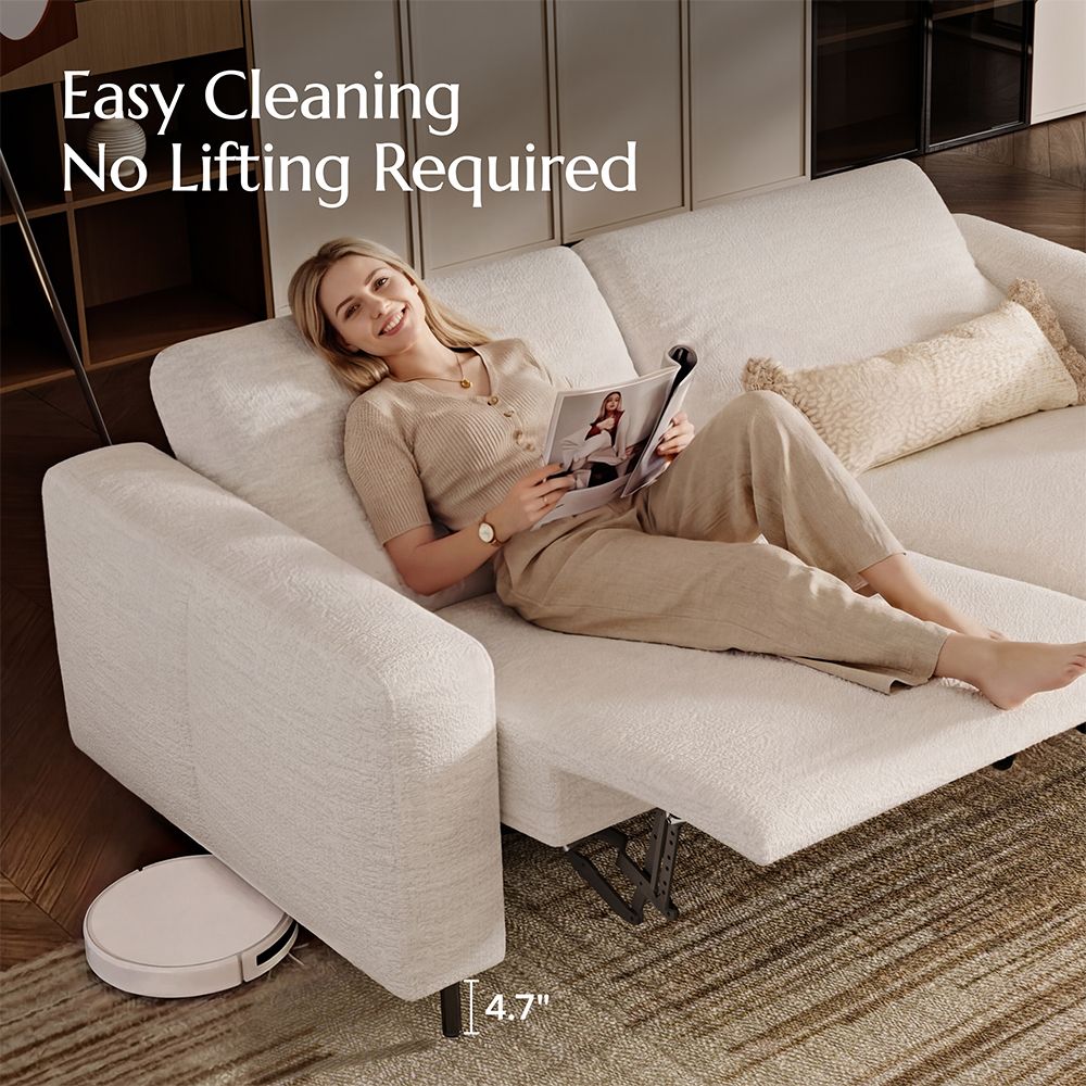 Sofa Set White Chenille Fabric Smart Furniture