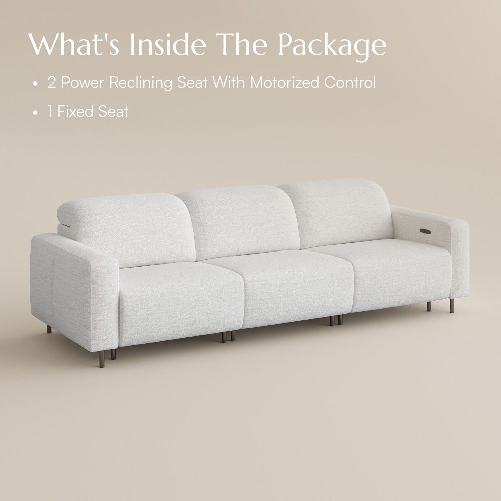 Relaxed White Chenille Fabric Smart Furniture