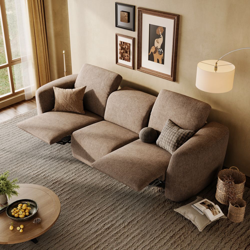 Chenille Mocha Velvet Power Reclining Sofas