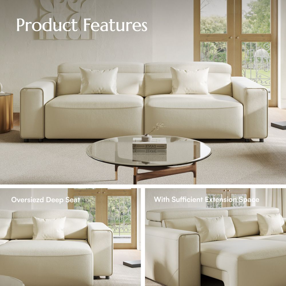 Loveseat Khaki Eco-friendly Microfiber Leather Smart Furniture