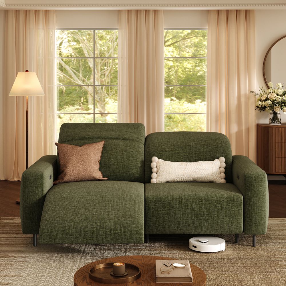 Loveseat Green Chenille Fabric Smart Furniture