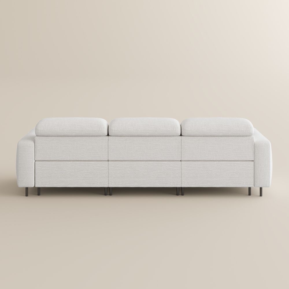 Power Reclining Sofas White Chenille Fabric Smart Furniture