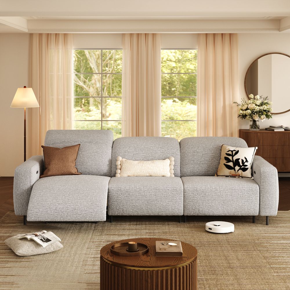 Sofas & Loveseats Light Gray Chenille Fabric Smart Furniture