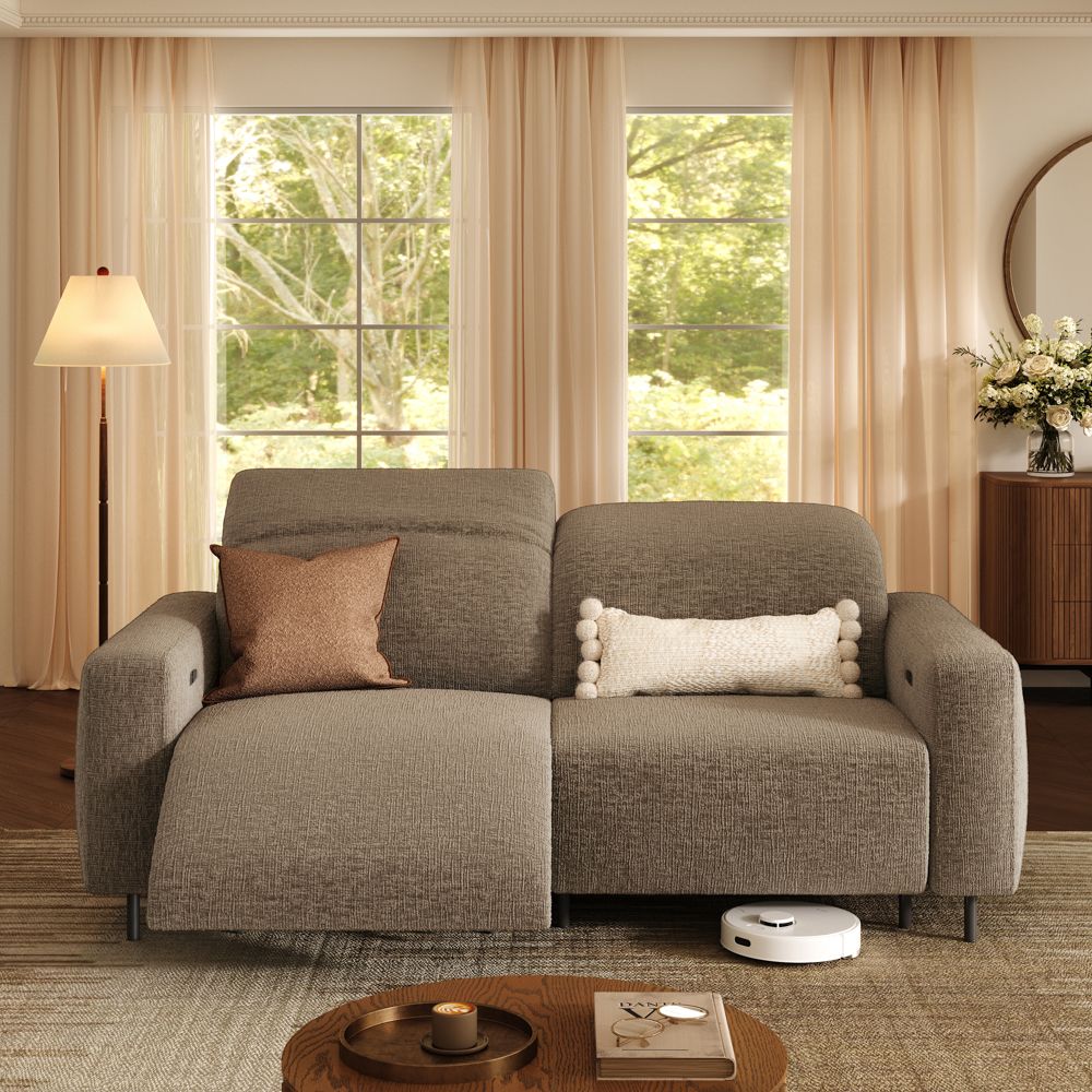 3 Seaters Khaki Chenille Fabric Smart Furniture