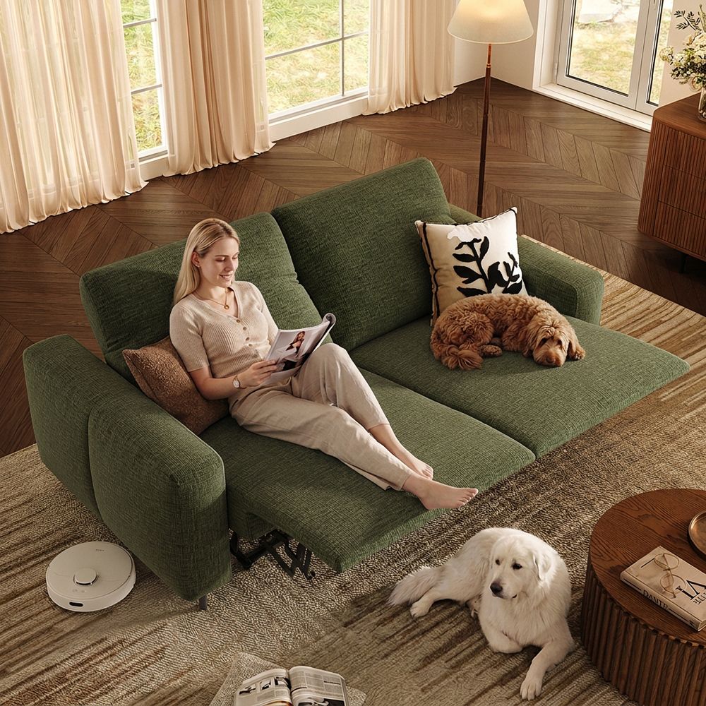 Cozy Green Chenille Fabric Smart Furniture