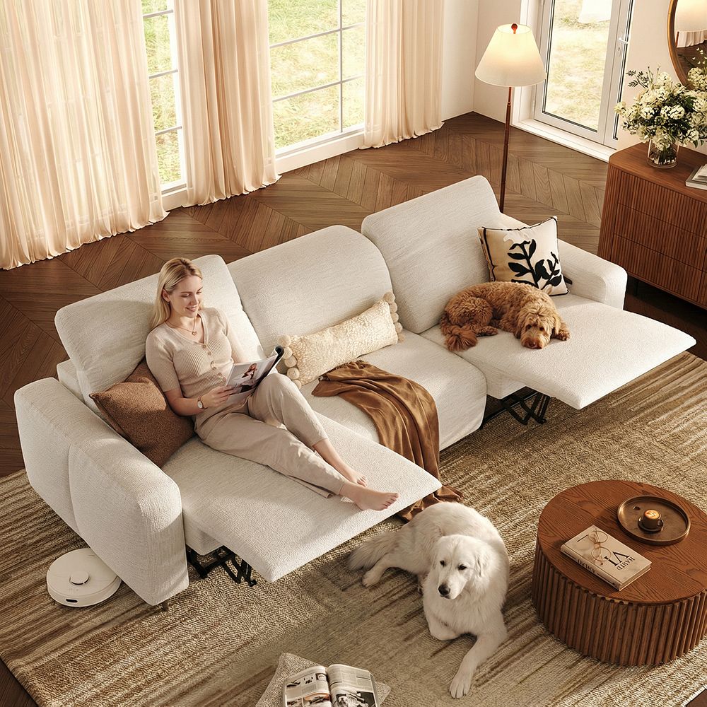 Metal Leg White Chenille Fabric Smart Furniture