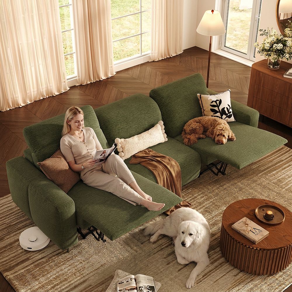 Living Room Green Chenille Fabric Smart Furniture