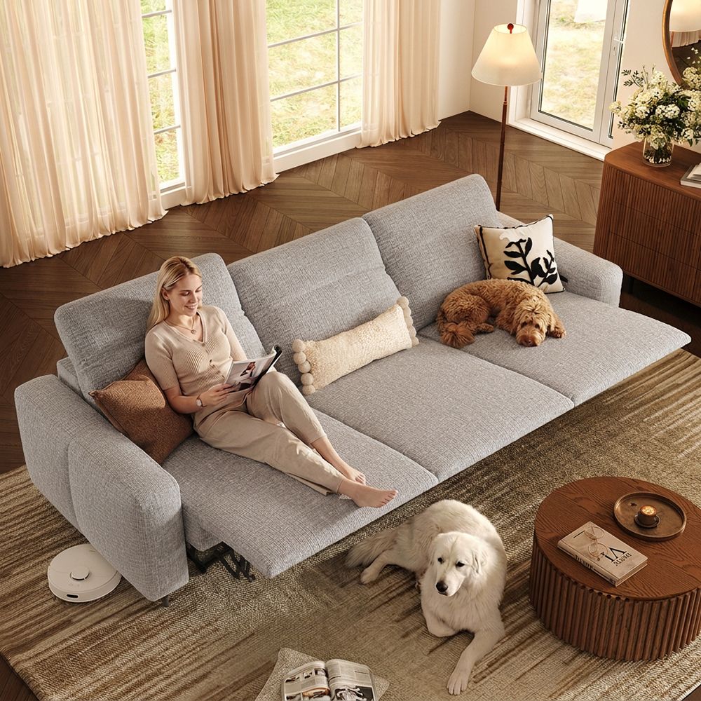 Modular Sofas Light Gray Chenille Fabric Smart Furniture