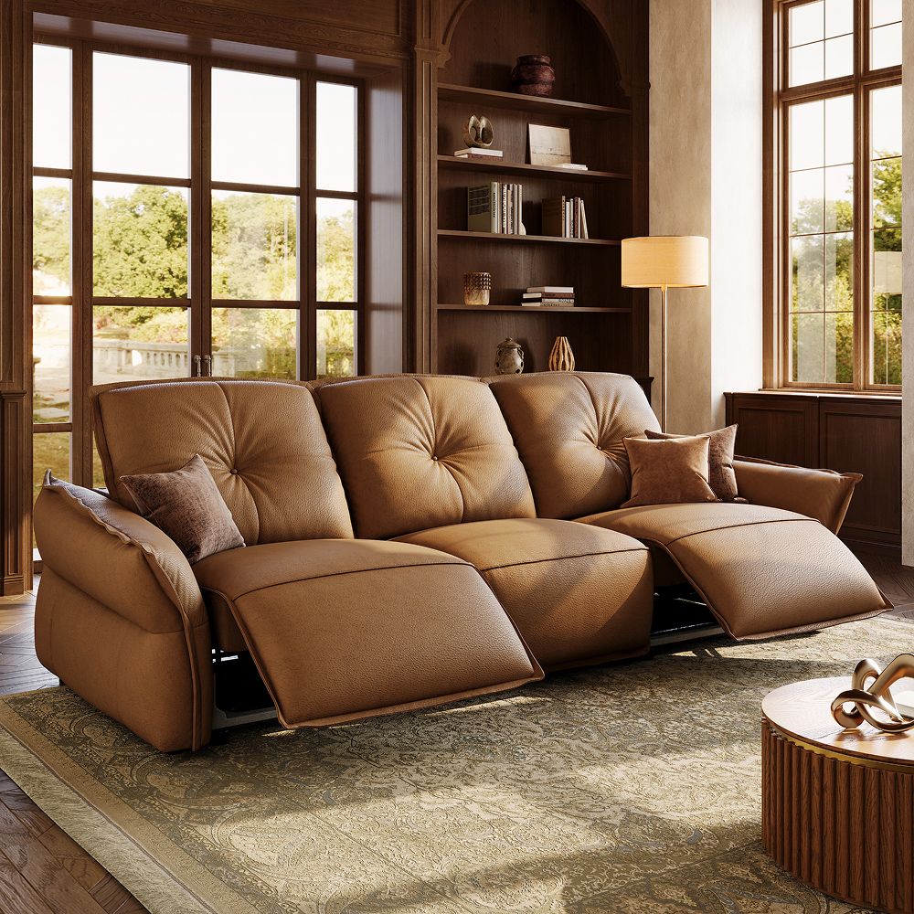 Home Theater Caramel Top Grain Leather Smart Furniture