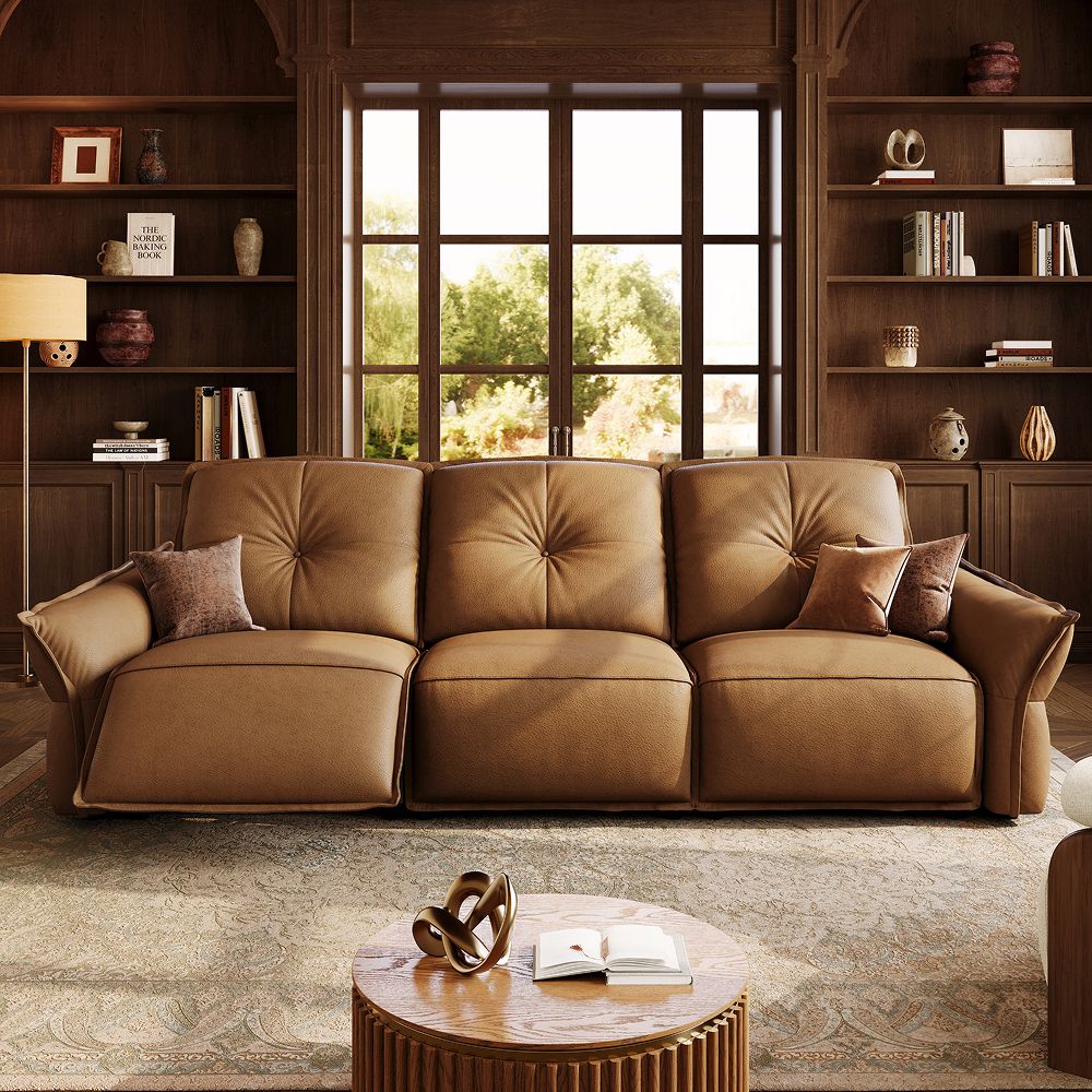 Adjustable Caramel Top Grain Leather Smart Furniture