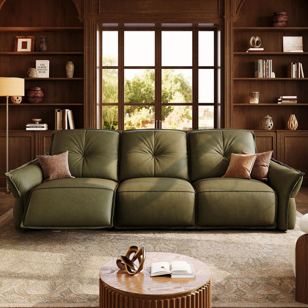 Living Room Sets Green Top Grain Leather Smart Furniture
