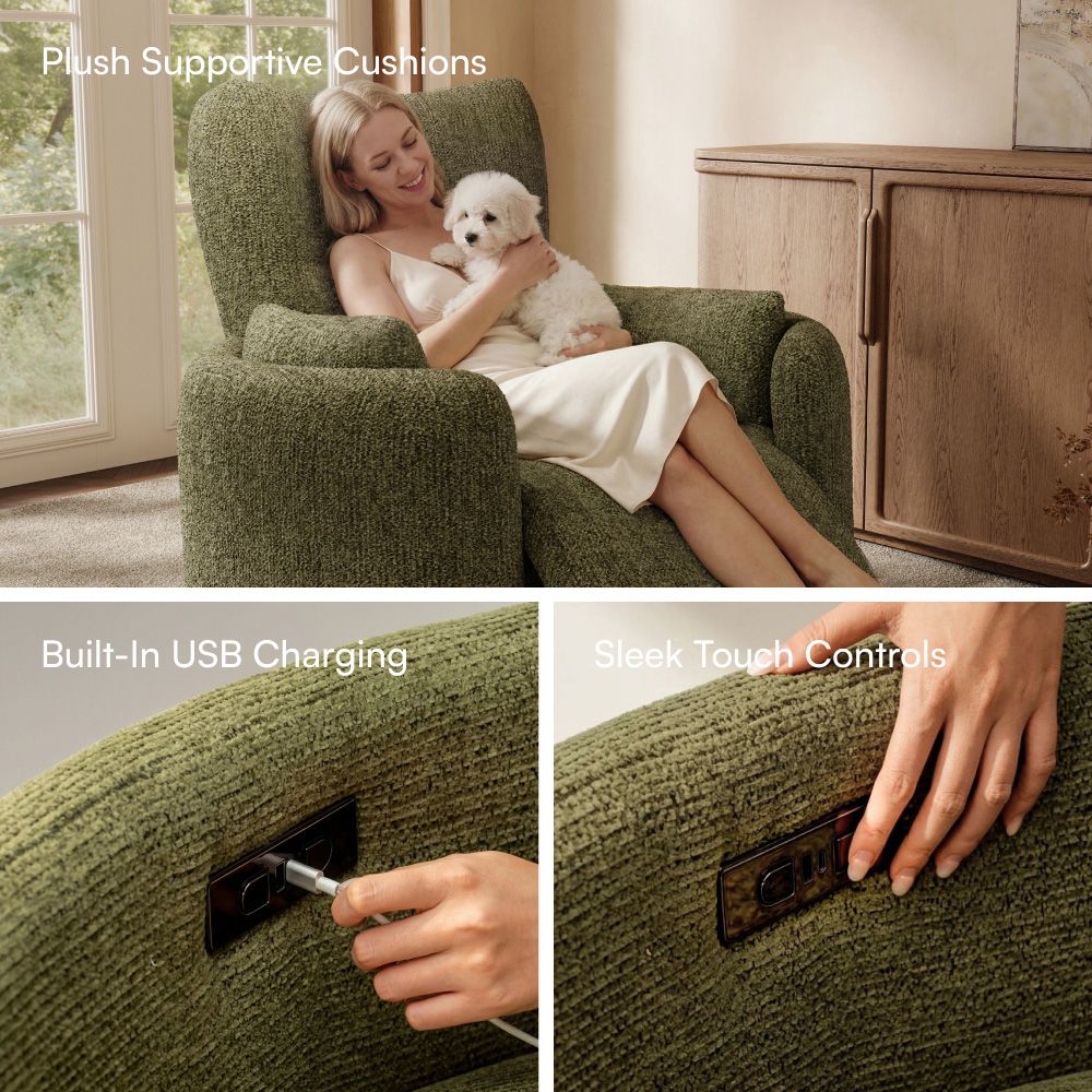 Single Seat Black Chenille Smart Furniture