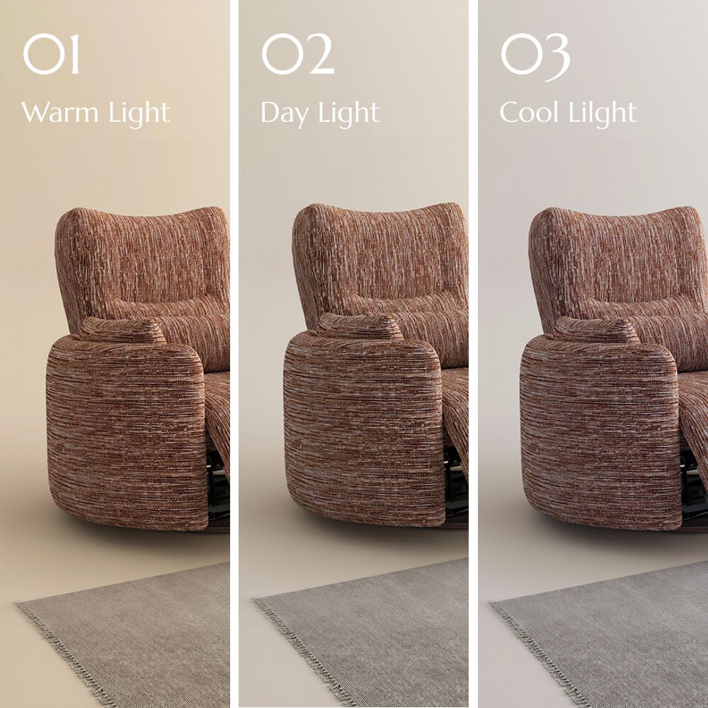 Curved Armrest Brown Chenille Smart Furniture