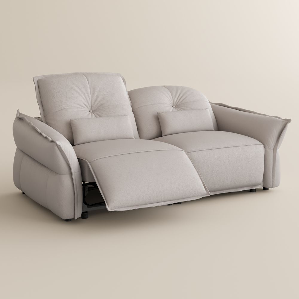 USB Port Beige Top Grain Leather Smart Furniture