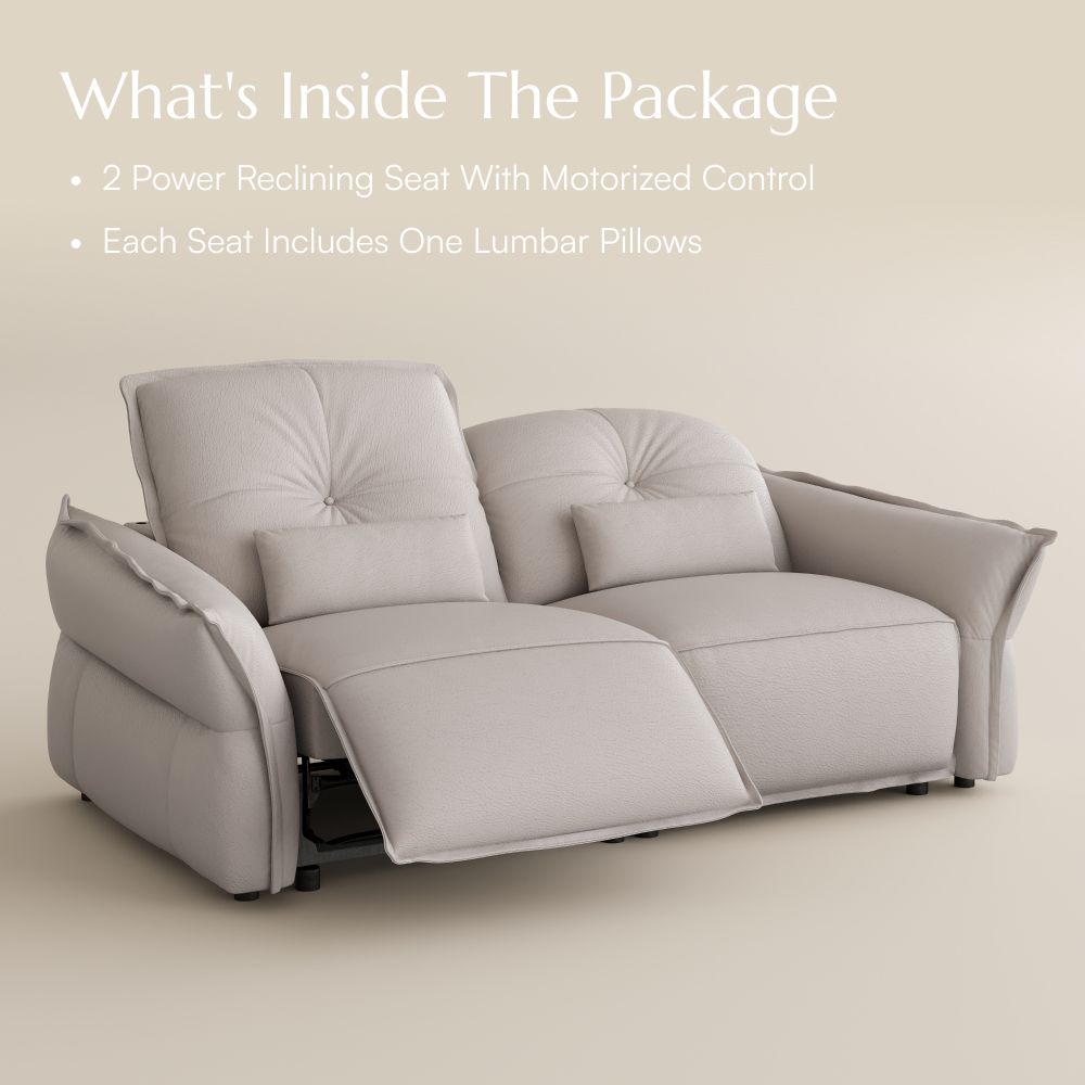 Living Room Beige Top Grain Leather Smart Furniture