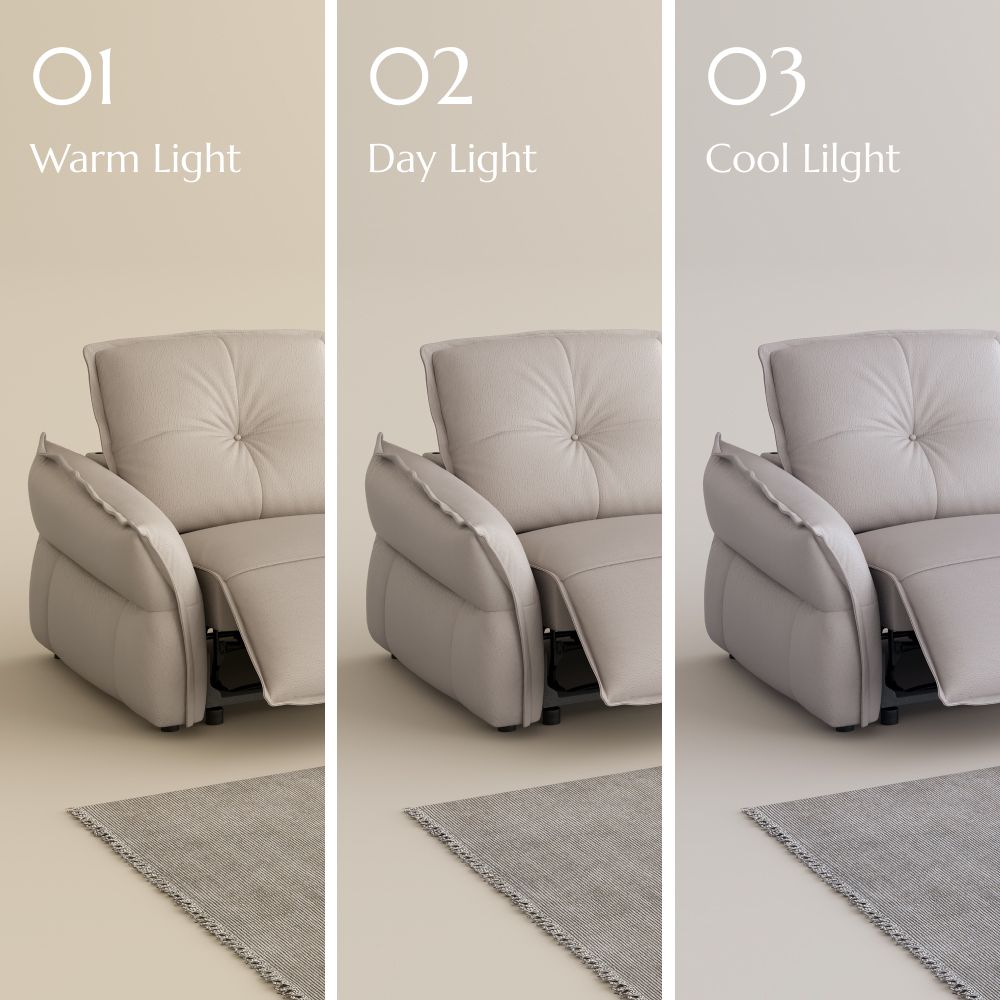 Extendable Beige Top Grain Leather Smart Furniture