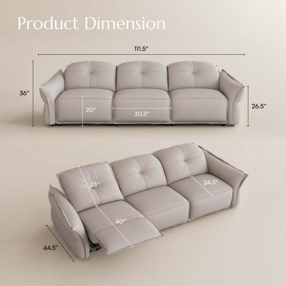 Recliner Beige Top Grain Leather Smart Furniture