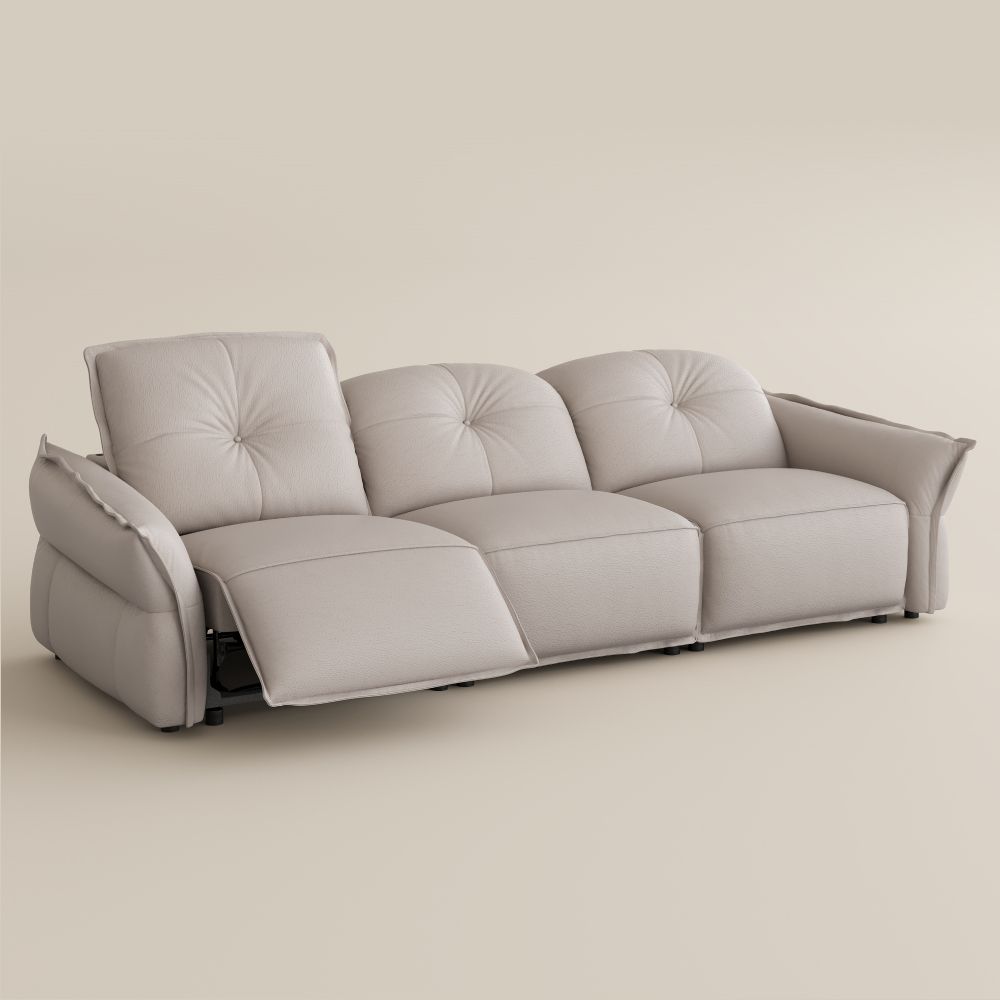 Comfortable Beige Top Grain Leather Smart Furniture