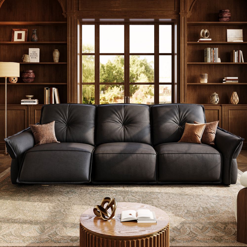 Black Top Grain Leather Smart Furniture