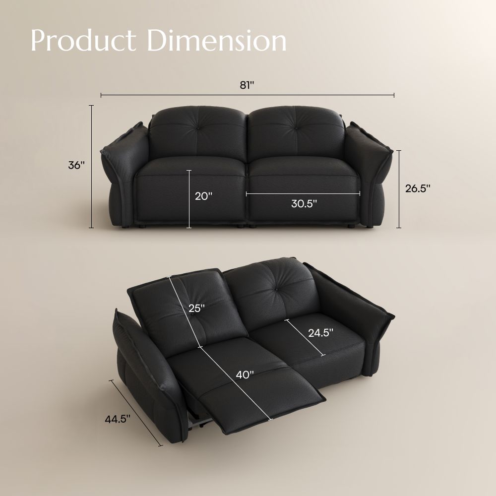Black Top Grain Leather Smart Furniture