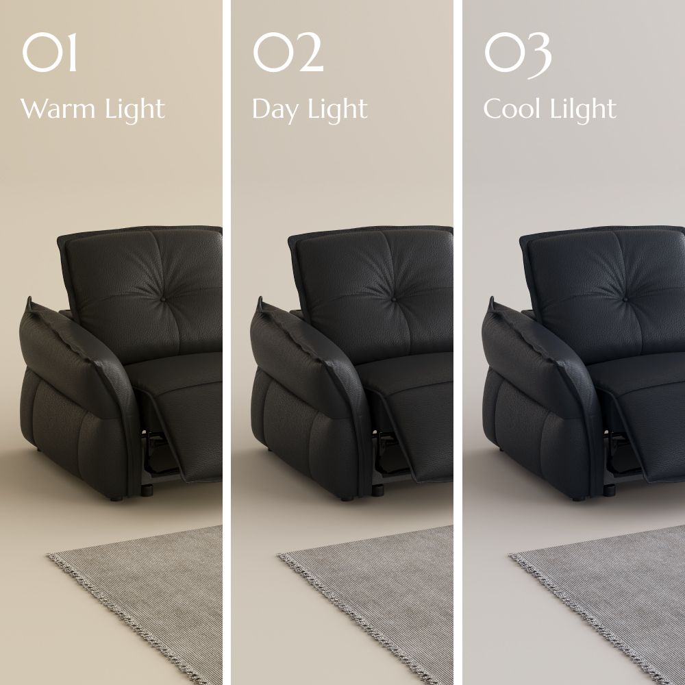 Black Top Grain Leather Smart Furniture