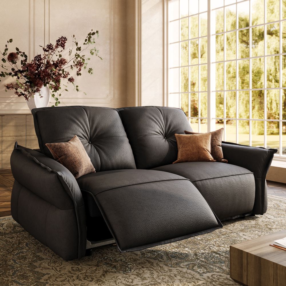 Black Top Grain Leather Smart Furniture