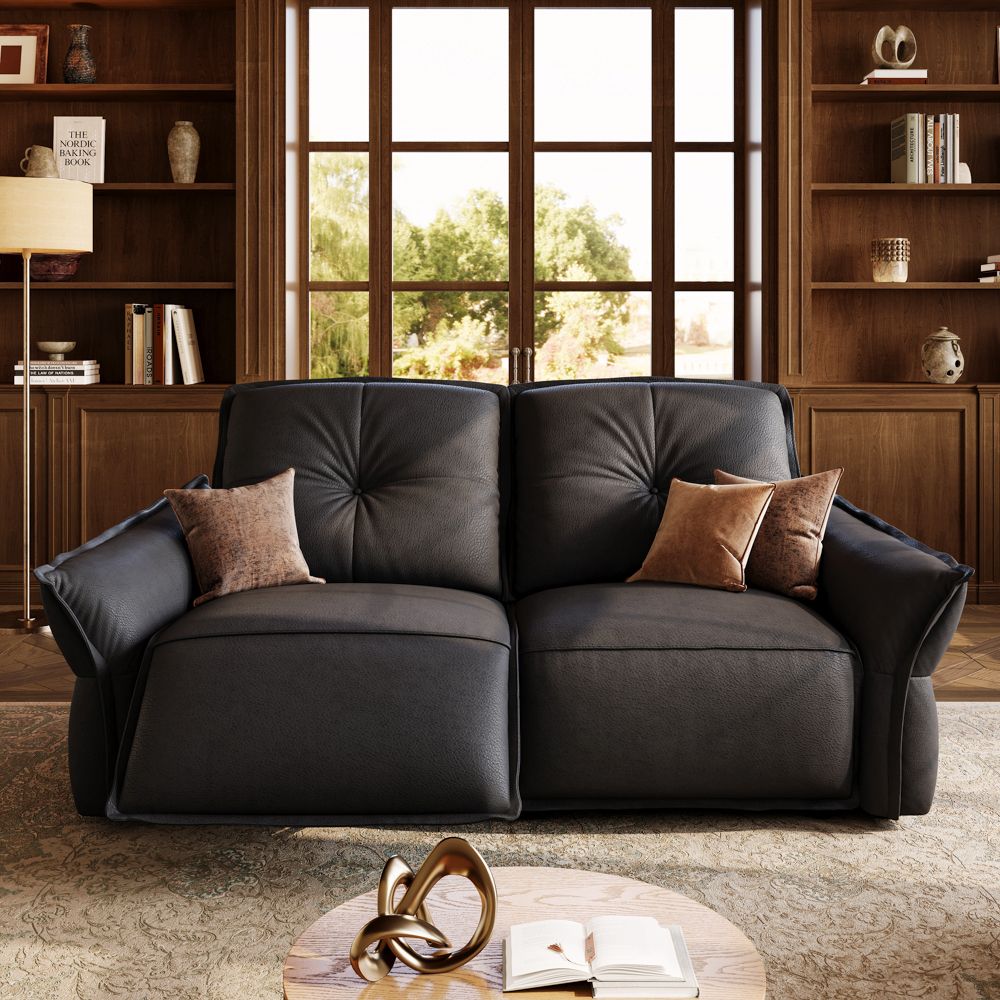 Black Top Grain Leather Smart Furniture