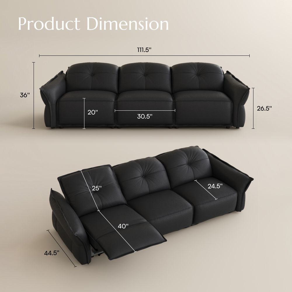 Black Top Grain Leather Smart Furniture