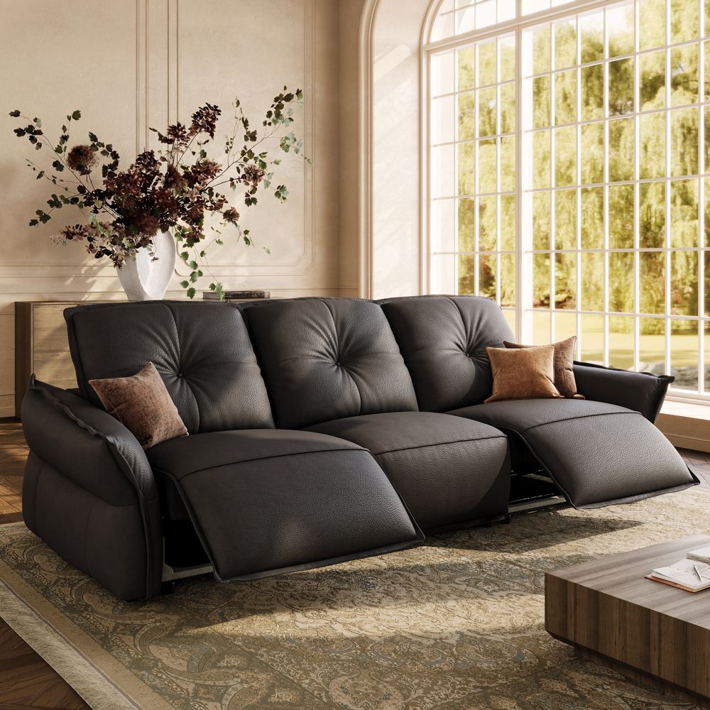 Black Top Grain Leather Smart Furniture