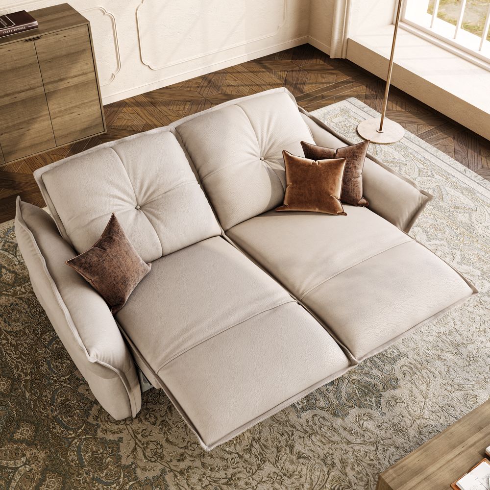 Oversized Beige Top Grain Leather Smart Furniture