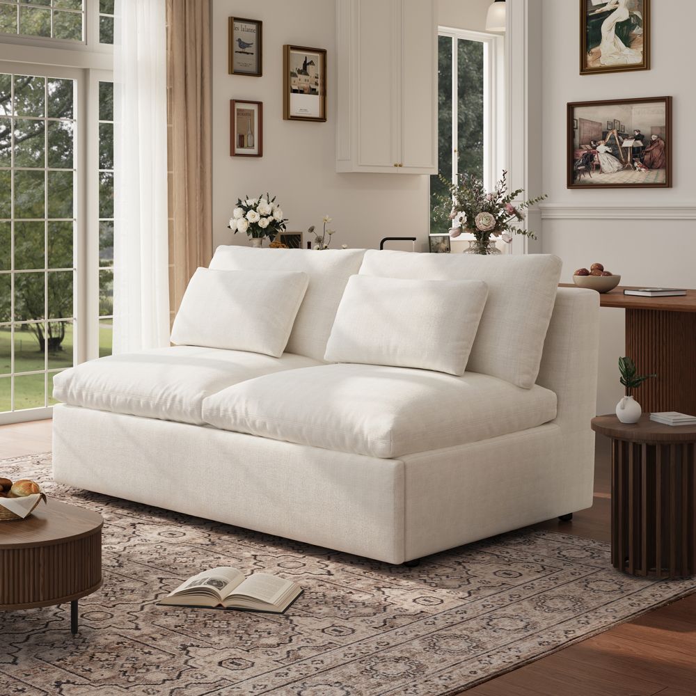 Cotton Linen Beige Cotton Linen Sofa Beds