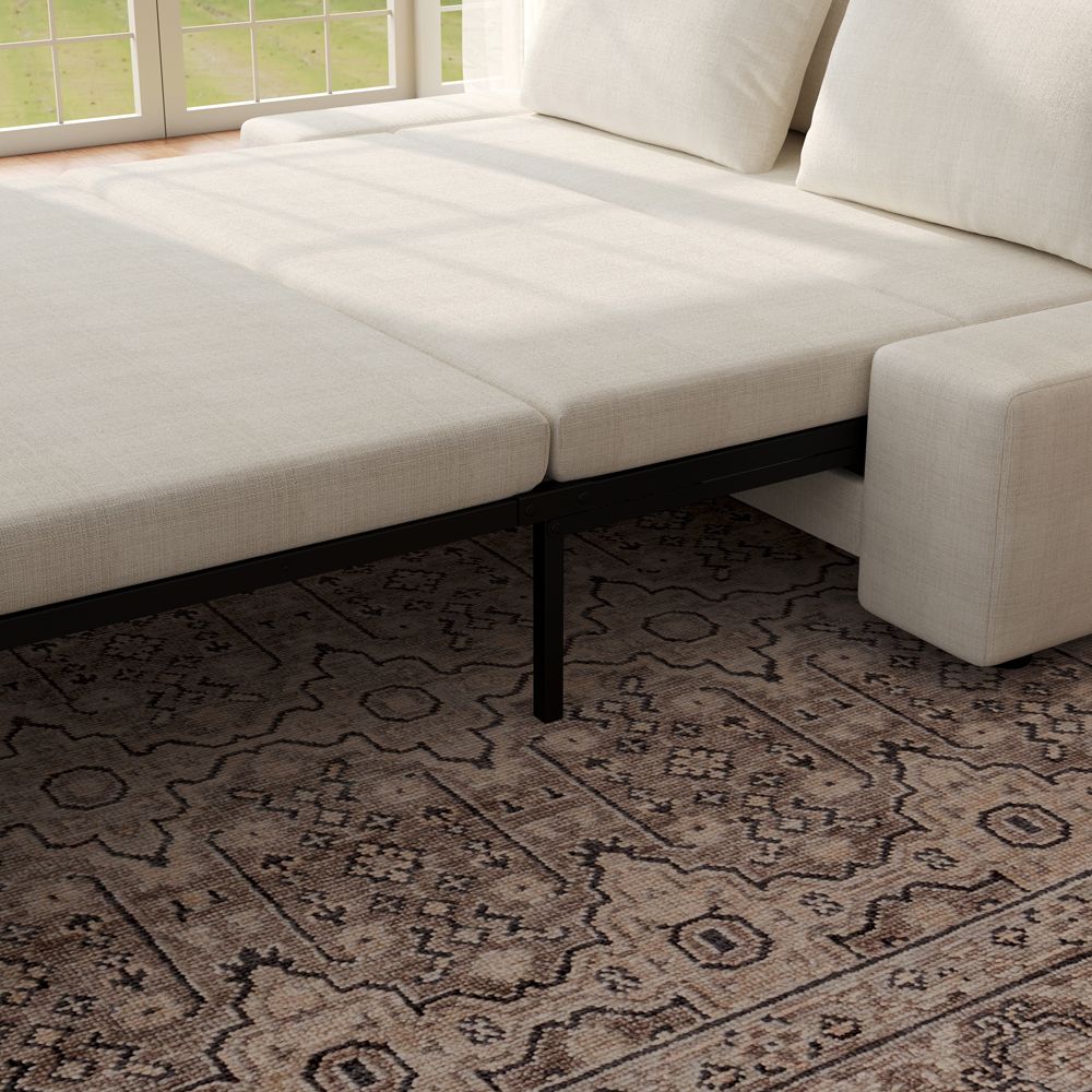 Bedroom Beige Cotton Linen Sofa Beds