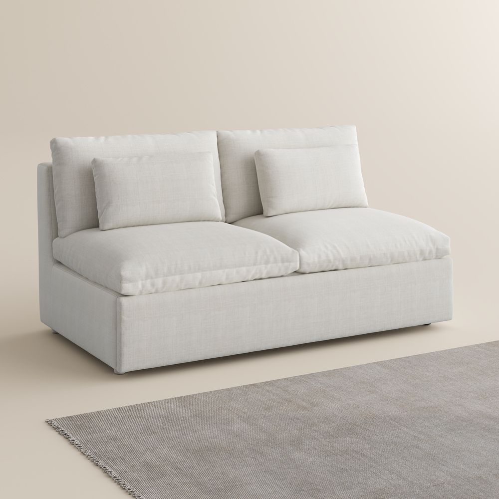 Home Theater Beige Cotton Linen Sofa Beds