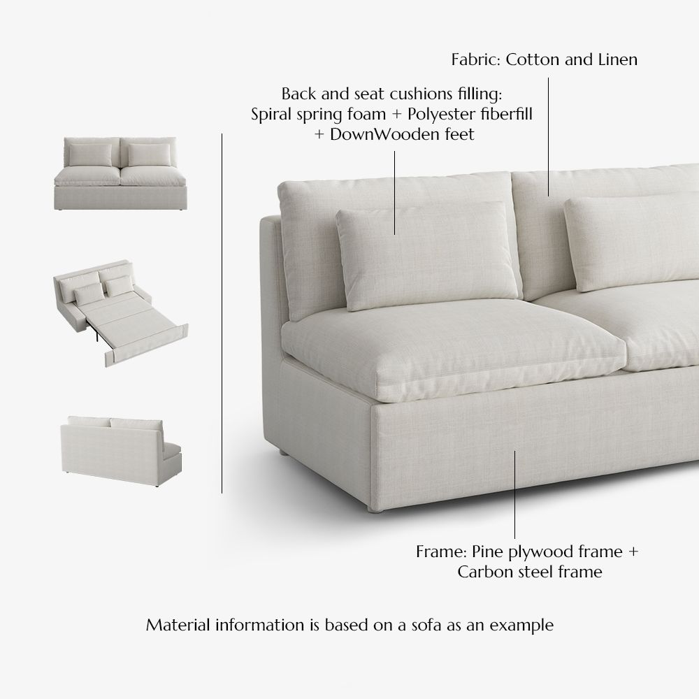 Comfortable Beige Cotton Linen Sofa Beds