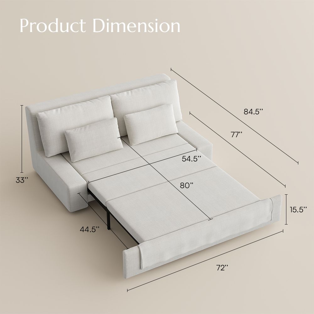 Comfortable Beige Cotton Linen Sofa Beds