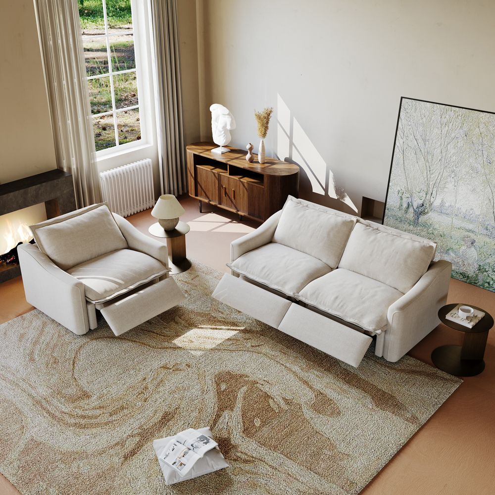 Electric Beige Velvet Sofa Set