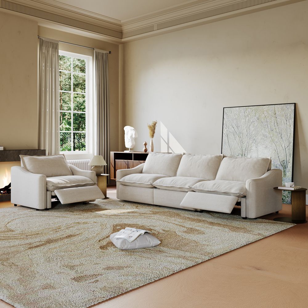 Very Relaxed Beige Velvet Sofa Set