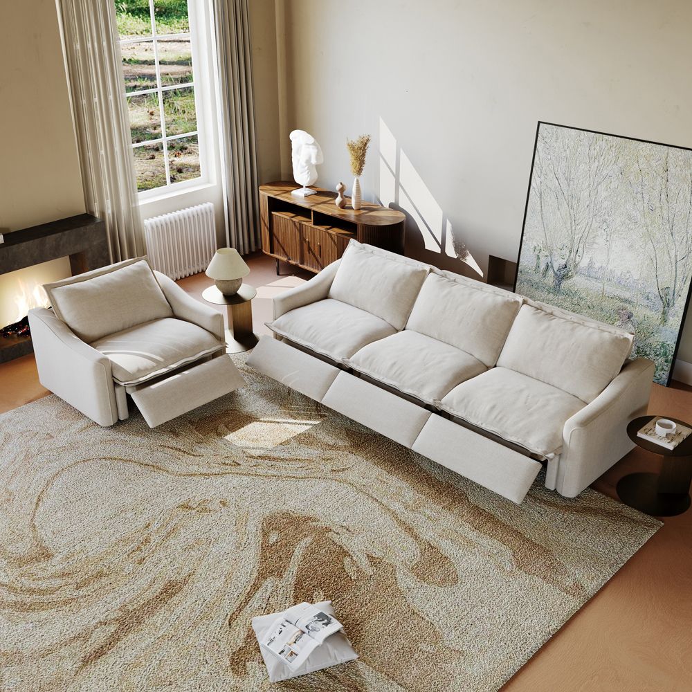 Comfortable Beige Velvet Sofa Set