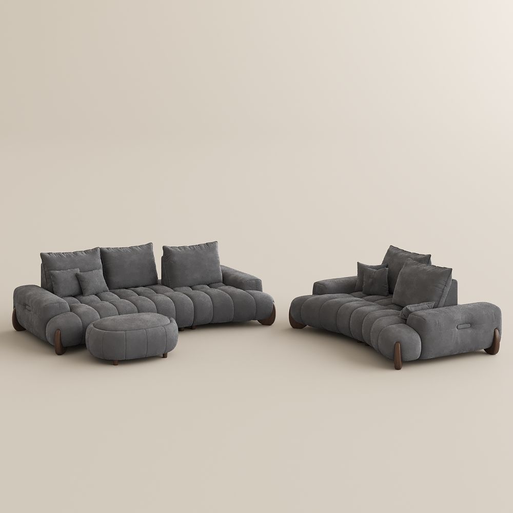 Office Grey Velvet Sofa Set