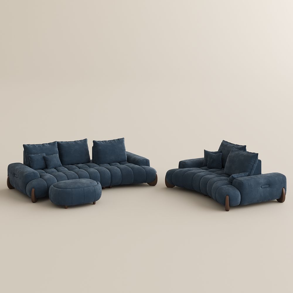 Green Blue Velvet Sofa Set