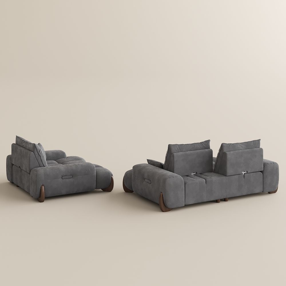 Adjustable Gray Velvet Sofa Set