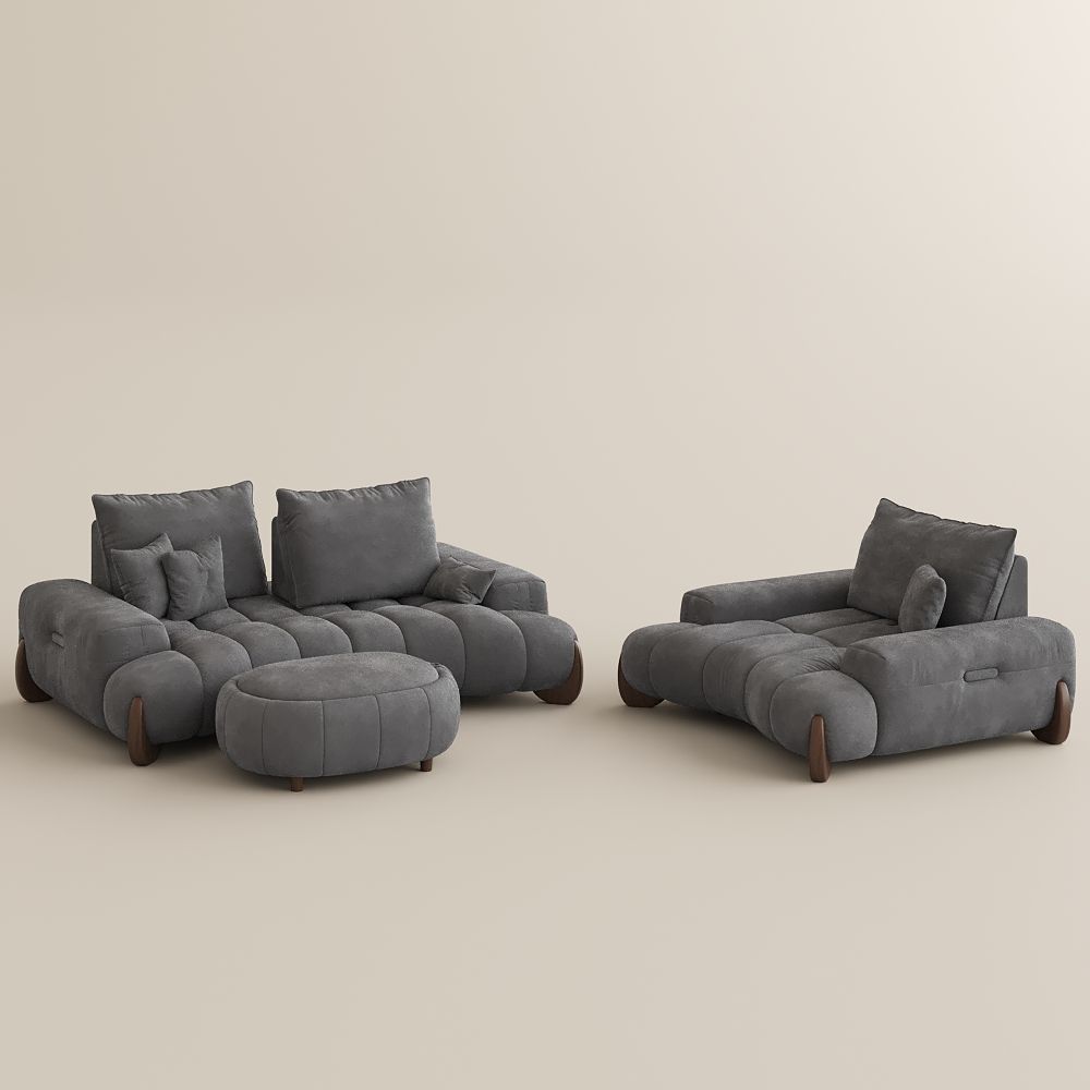5-6 Seater Grey Velvet Sofa Set