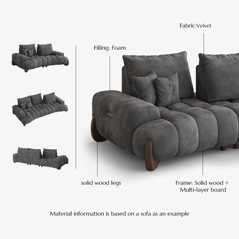 Living Room Gray Velvet Sofa Set