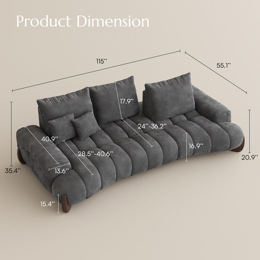 Fabric Grey Velvet Sofa Set