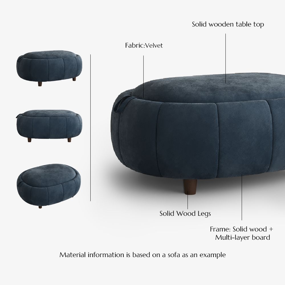 Apartment Blue Velvet Sofa Set
