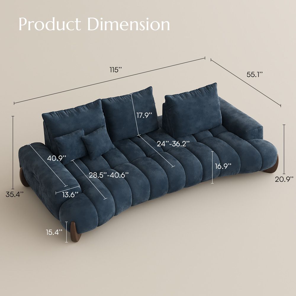 Living Room Blue Velvet Sofa Set