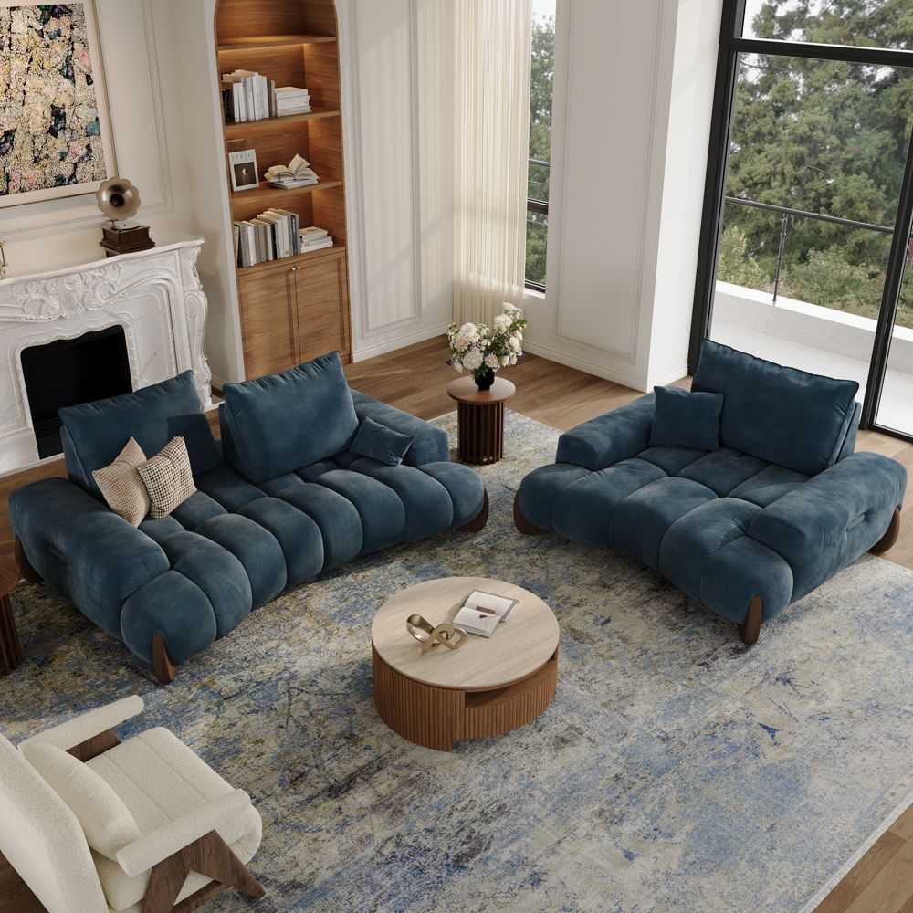 Bule Velvet Sofa Set
