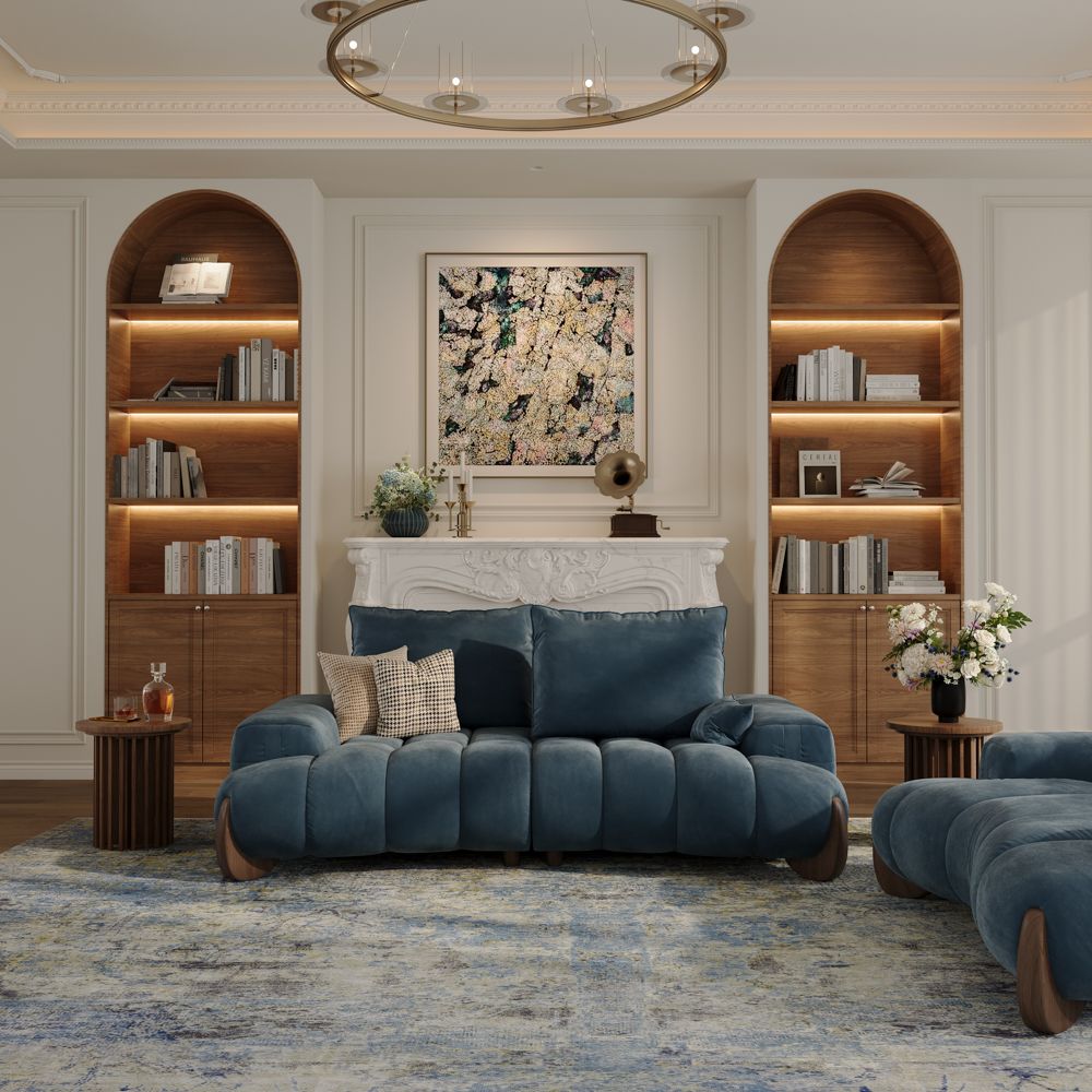 Bule Velvet Sofa Set